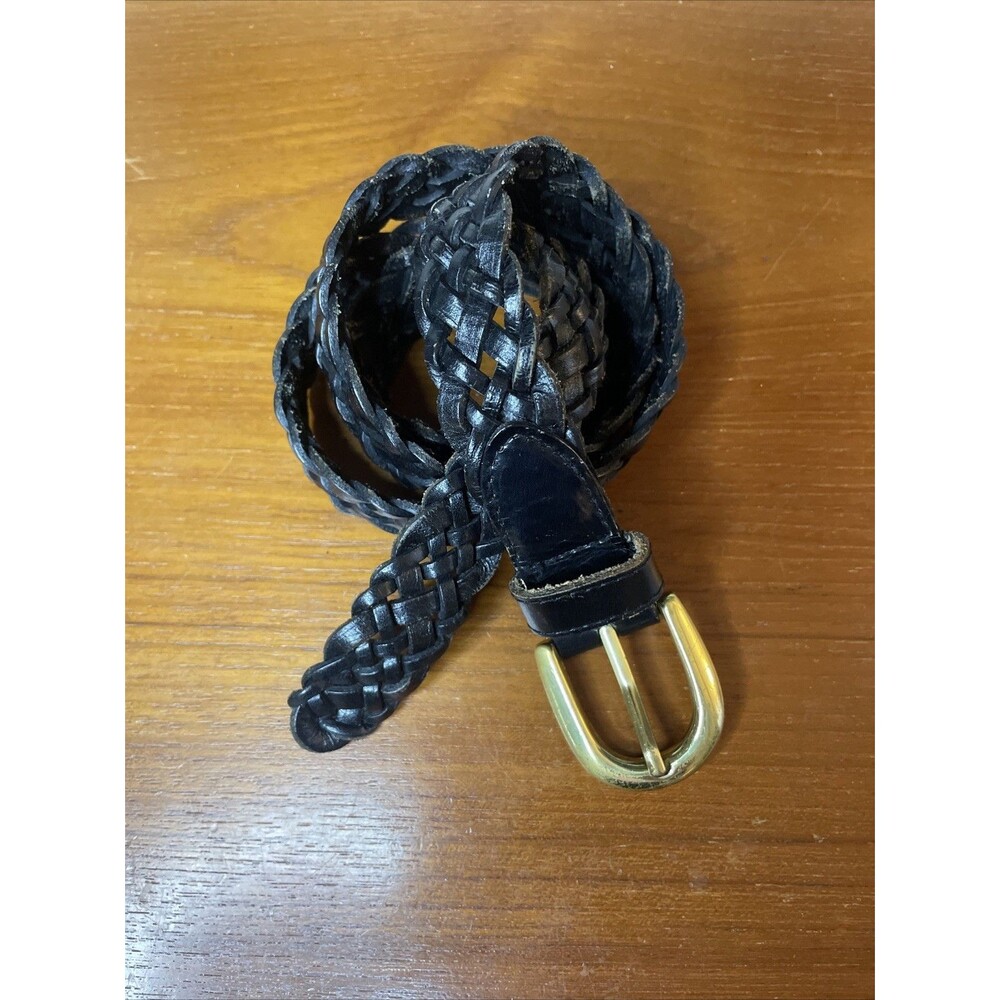 Leather Braided Men’s Belt With Solid Brass Buckle Fits Mens 36-38”waist, 1 in